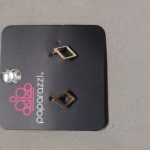 Paparazzi Gold diamond shaped post earrings
